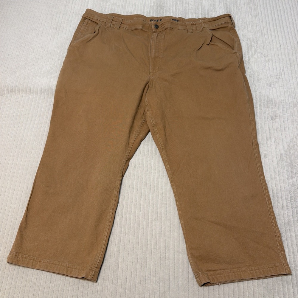 Duluth Trading Pants Mens Size 48x25 Brown Flex Fire Hose Work Utility Carpenter